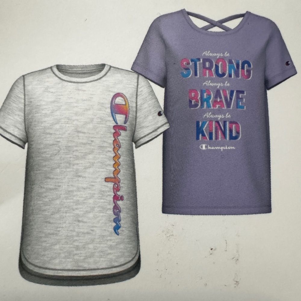 Champion Girls Sport Tee Short Sleeve T-Shirt- 2 Pack